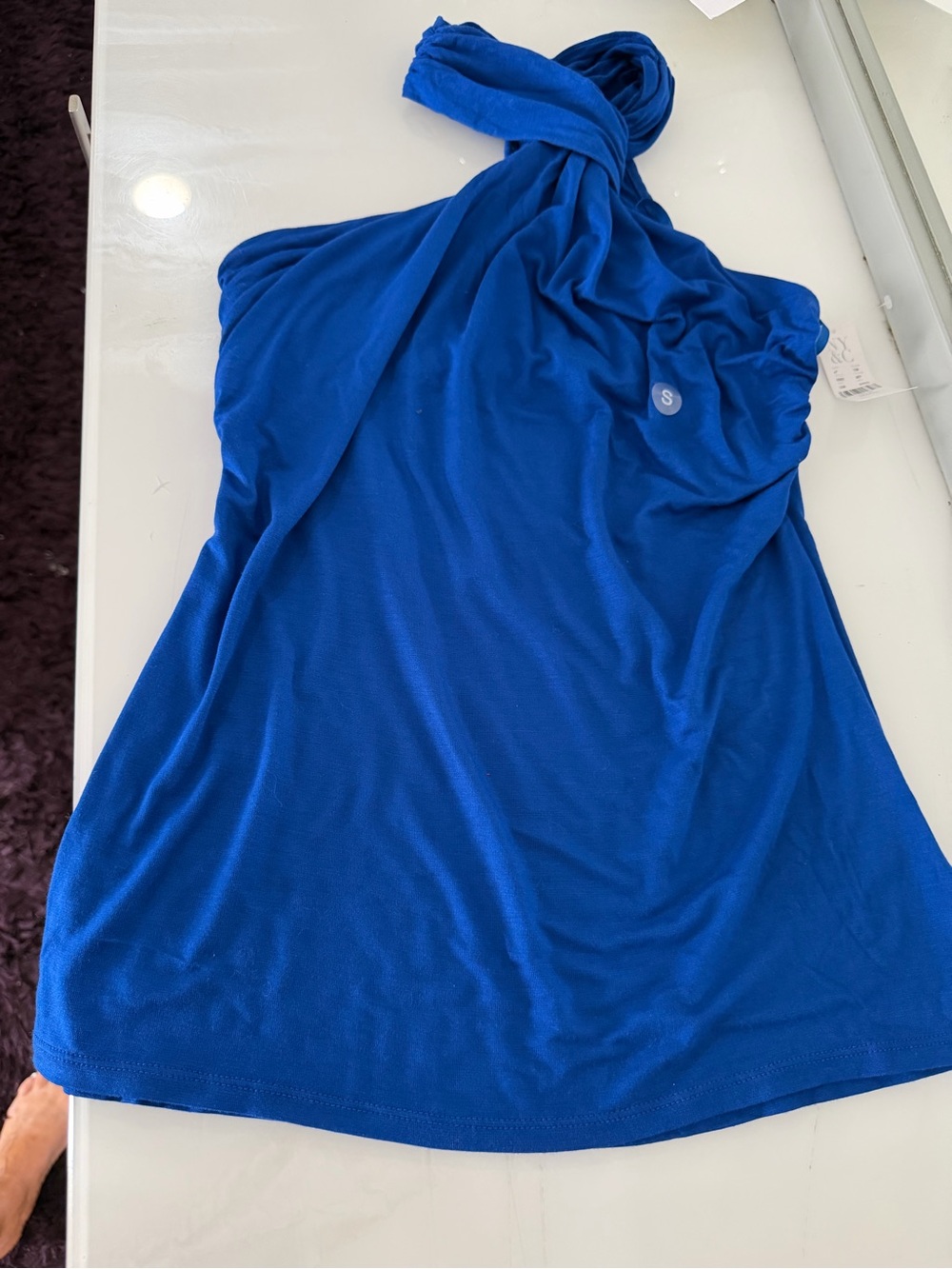 New York & Company Royal Blue One-Shoulder Top